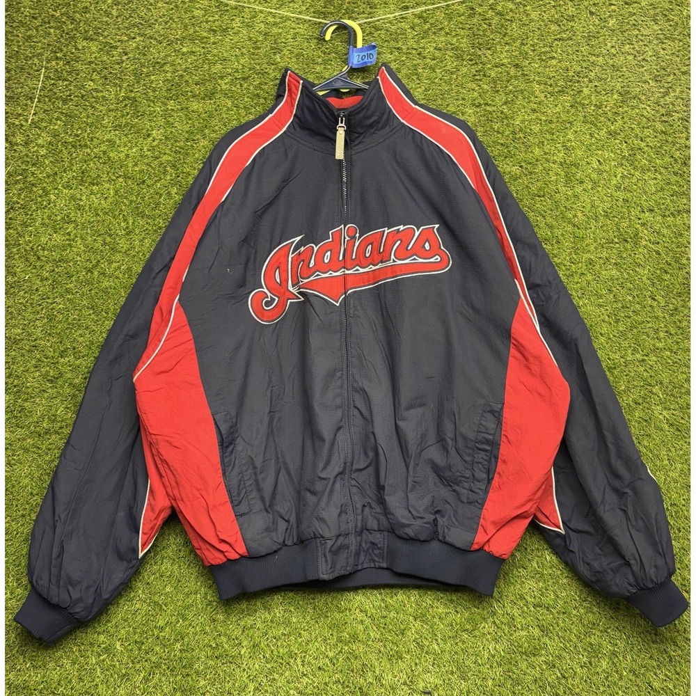 Majestic Athletic Cleveland Indians Jacket Mens 2XL Team Logo Full Zip Vintage